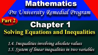 Pre University Remedial program Mathematics Chapter 1 part 2 [upl. by Rosane]