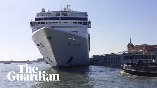 Cruise ship crashes into Venice dock [upl. by Babita570]