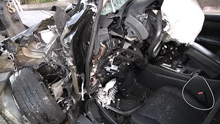 Fatal WrongWay HeadOn Vehicle Crash  Body Entrapped In Wreckage Of Car  Close Up Video At End [upl. by Blankenship]