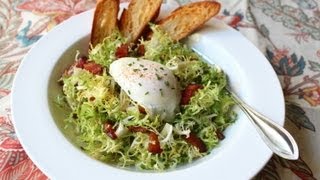 Salad Lyonnaise  Frisee Salad with Shallot Dijon Dressing Bacon and Poached Egg [upl. by Yunick]