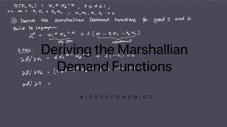 Deriving the Marshallian Demand Functions [upl. by Aicen111]