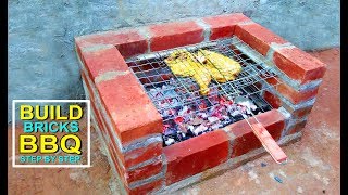 How To Build Bricks BBQ Grill at Home  Build Barbeque Homemade  Craft Village [upl. by Ahseral]