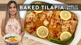 BAKED TILAPIA WITH GARLIC BUTTER  Easy Baked Tilapia Recipe [upl. by Hezekiah]