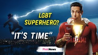 Shazam movies Zachary Levi and Mark Strong on LGBT superheroes [upl. by Anelegna811]