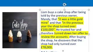 How to apply misrepresentation Liam cupcake scenario [upl. by Xxam]