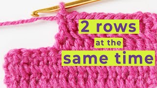 Crochet faster  two double crochet rows at the same time [upl. by Penney]