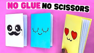 How to make ONLY PAPER diy MINI NOTEBOOK Easy origami notebook no glue no scissors [upl. by Ynned]