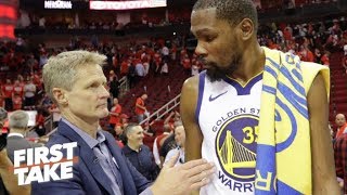 Stephen A Kevin Durant was not feeling Steve Kerr — at all  First Take [upl. by Ialocin369]