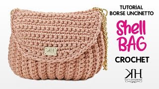 TUTORIAL BORSA UNCINETTO  quotShellquot CROCHET BAG ♡ Katy Handmade [upl. by Pasol]