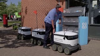 Robots on wheels deliver food to NHS workers for free in Milton Keynes [upl. by Onia]