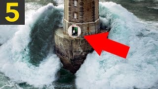 Top 5 WAVES VS LIGHTHOUSES [upl. by Yoko]