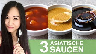 REZEPT Süß Sauer Sauce  Erdnusssoße  Teriyaki Sauce  Asiatische Saucen selber machen [upl. by Kessia]