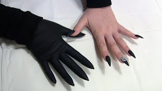 XS Black Latex Gloves amp Long Black Deadly Sharp Nails 💀  ASMR  Scratching [upl. by Ordnael]