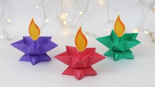 Paper Diya Making  Diwali Decoration Ideas At Home  Diya Decoration  Origami Paper Candle [upl. by Atteuqaj]