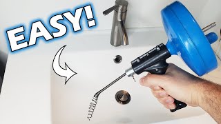 How To Unclog Bathroom Sink Drain Drum Auger [upl. by Elbart805]