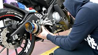 Yamaha YZF R125  BlackWidow Exhaust Install [upl. by Trebliw731]