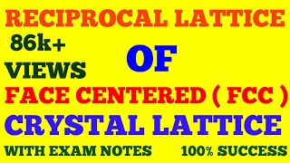 RECIPROCAL LATTICE OF FACE CENTERED CUBIC FCC CRYSTAL LATTICE  SOLID STATE PHYSICS  EXAM NOTES [upl. by Cerellia497]