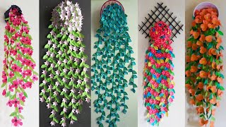 5 color paper flower wall hanging5 beautiful paper flower wall hanging [upl. by Eellehs869]