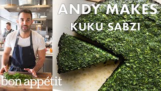 Andy Makes Kuku Sabzi Persian Frittata  From the Test Kitchen  Bon Appétit [upl. by Eissim]