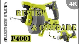 Ryobi 18Volt ONE Drain Auger P4001  REVIEW amp COMPARE [upl. by Rangel825]