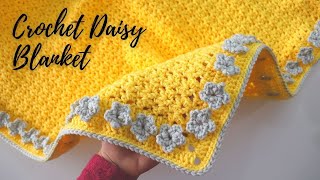 Crochet Daisy Blanket Tutorial  Easy One Row Repeat [upl. by Aret]