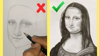 HOW TO DRAW MONALISA Step by step for beginners  PENCIL DRAWING [upl. by Gnep483]