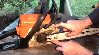 HOW TO PUT ON A CHAIN SAW CHAIN THE RIGHT WAY [upl. by Ahsiram]