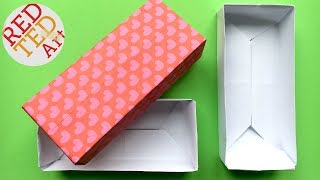 Easy Rectangular Origami Box  Paper Crafts  Crafts Basics [upl. by Llorrac]