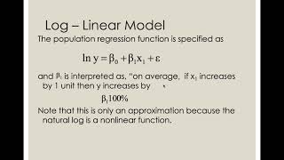 Chapter 7 Log linear and log log models [upl. by Minerva]