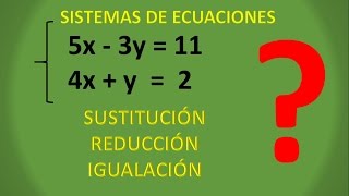 SISTEMAS DE ECUACIONES  LOS 3 MÉTODOS EXPLICADOS [upl. by Chance505]