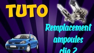 Tuto  Remplacement ampoules phare avant CLIO 2 [upl. by Thelma]