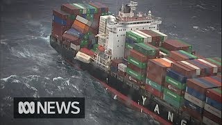 83 shipping containers fall from cargo ship off Australias east coast  ABC News [upl. by Butch]