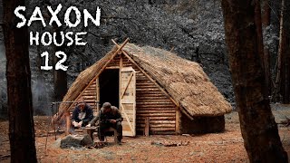 Building a Thatch Roof House with Hand Tools Bushcraft Saxon Shelter PART 12 [upl. by Nyrroc]