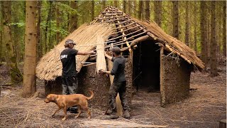 Building a Medieval Roundhouse  Thatching the Roof  Bushcraft Shelter PART 8 [upl. by Rebekkah181]