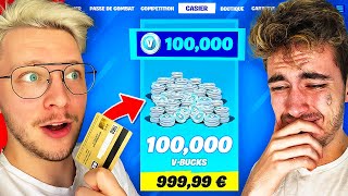 Jai acheté 100 000 Vbucks avec la CARTE de Théo  Il pleure [upl. by Clarise]