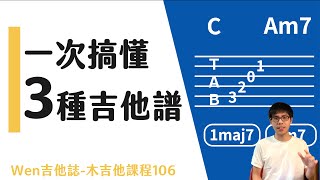 吉他譜怎麼看？一次搞懂三種常見的樂譜！吉他初學12｜Wen吉他誌木吉他課程106 [upl. by Eniroc106]