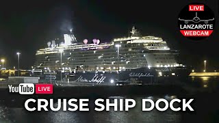 Lanzarote Cruise Ship Dock Mein Shiff maneuver docking [upl. by Ausoj93]