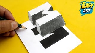 Super Facil ► How To Draw 3D Letters M │Dibujos Faciles│Como dibujar letras 3d [upl. by Georgine]