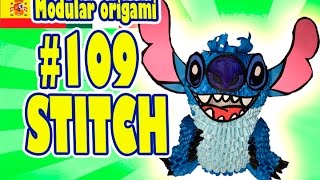 3D Origami modular 109 STITCH  Lilo amp Stitch [upl. by Ahsima324]