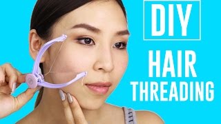 At Home DIY Hair Threading  TINA TRIES IT [upl. by Hoxsie]