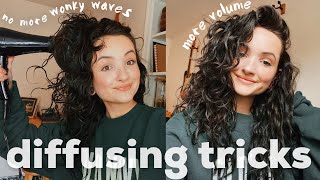 HOW TO DIFFUSE WAVY HAIR \ more volume less wonky waves [upl. by Neelrac]