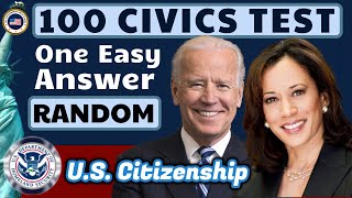 2024 US Citizenship Official USCIS Civics Test Practice Quiz One Easy Answer Random Order [upl. by Gujral537]