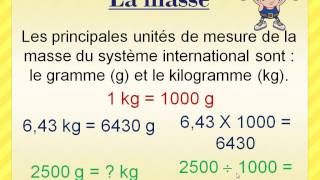 La masse et le poids grammes et kilogrammes [upl. by Lirba]