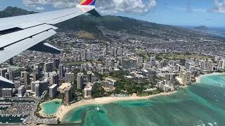 Flyover of Honolulu and landing At Honolulu Hawaii International Airport [upl. by Muller]