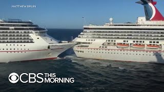 Carnival cruise ships collide at Mexican port [upl. by Northrop35]