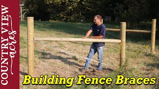 Installing Fence braces for field fencing [upl. by Zora]