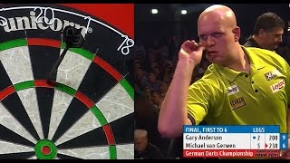 INCREDIBLE DARTS Michael van Gerwen v Gary Anderson 2015 German Darts Championship HD [upl. by Maise737]