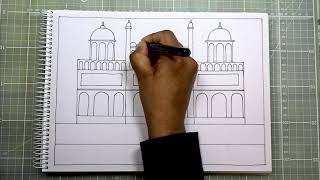 How to draw Red Fort Drawing57 by Shipra Gupta HolismArt [upl. by Delsman]