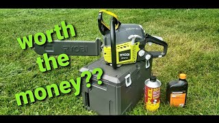 Reviewing our NEW Ryobi 16quot 2 Stroke Chainsaw [upl. by Euqinot]