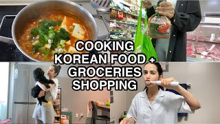 COOKING KOREAN FOOD  GROCERIES SHOPPING  vlog [upl. by Nahgen]